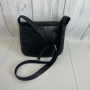 Vintage Giani Bernini Black Leather Satchel Crossbody Purse Bag Soft